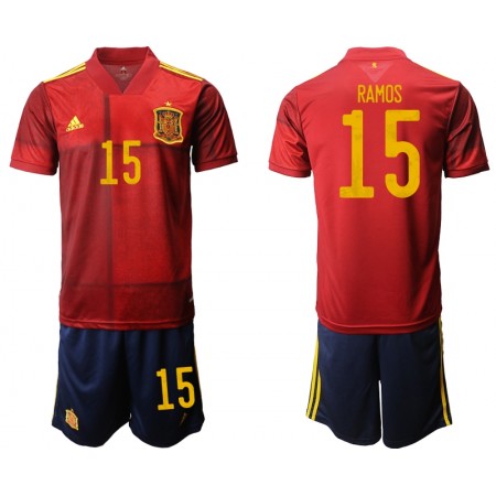 Spanien Fotbollströjor Ramos 15 Barn Hemma tröja EM 2020 Kortärmad